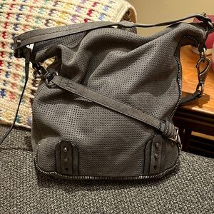 She + Lo Gray Perforated Crossbody Bag - Moto Inspired
